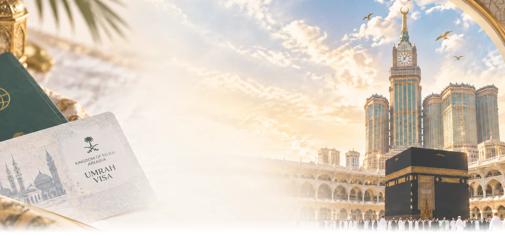 Umrah pilgrimage visa hero background