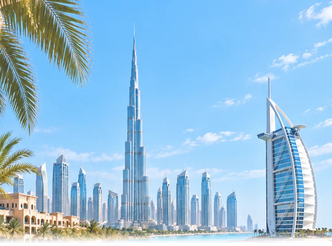 Dubai skyline at sunset