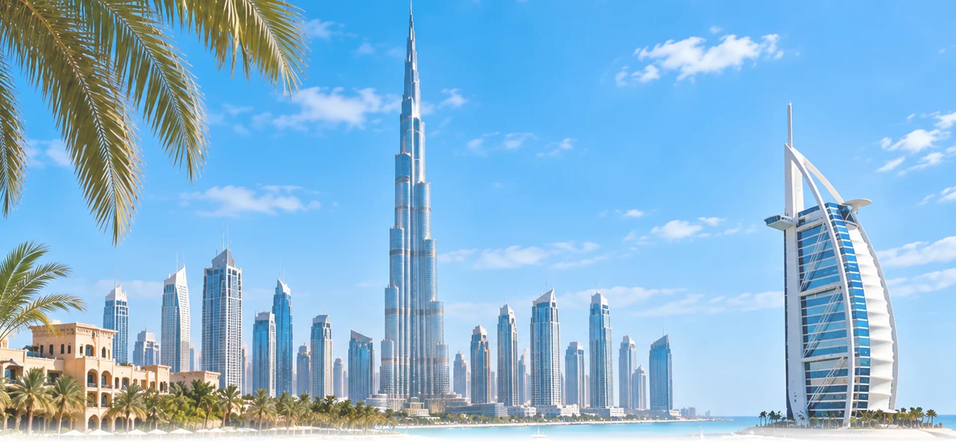 Dubai skyline at sunset