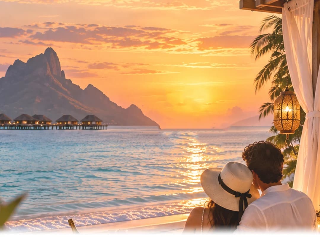Romantic honeymoon getaway scenery