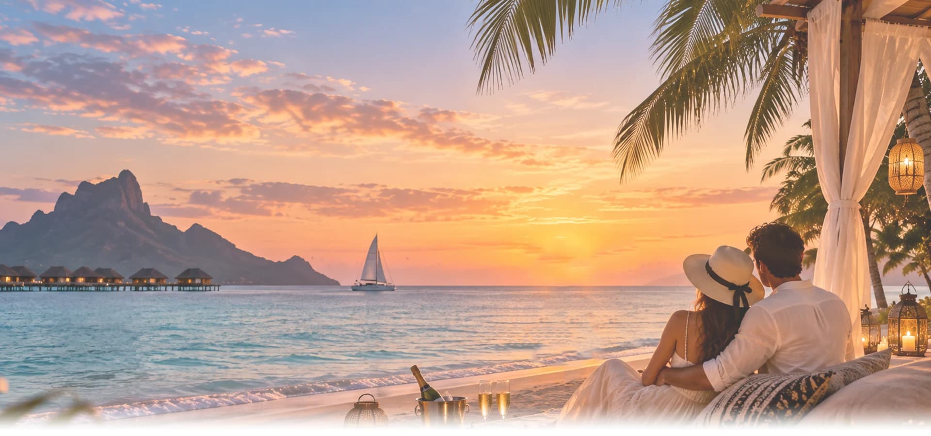 Romantic honeymoon getaway scenery