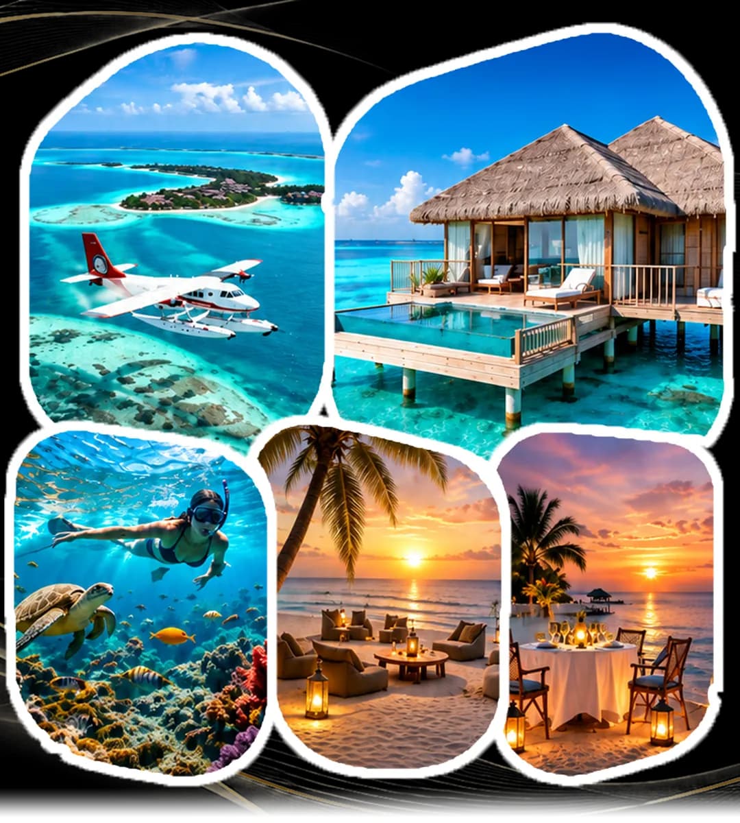 Overwater villas and turquoise waters in the Maldives